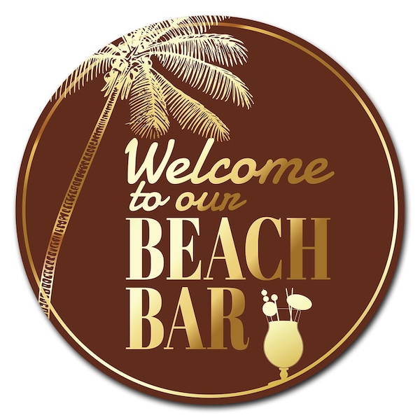 Beach Bar Circle Vinyl Laminated Decal